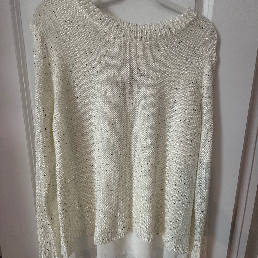 Simple Couture Sparkle White Sweater Sz Medium NWT